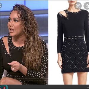 A.L.C. TARAJI Designer Studded cut out shoulder mini dress black luxury size 6